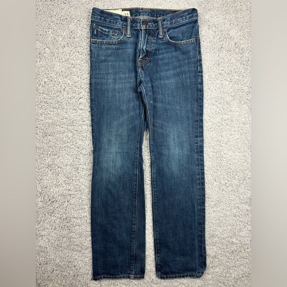 Abercrombie Kids Jeans Boys 12 Remsen Low Rise Slim Straight Dark Wash Cotton